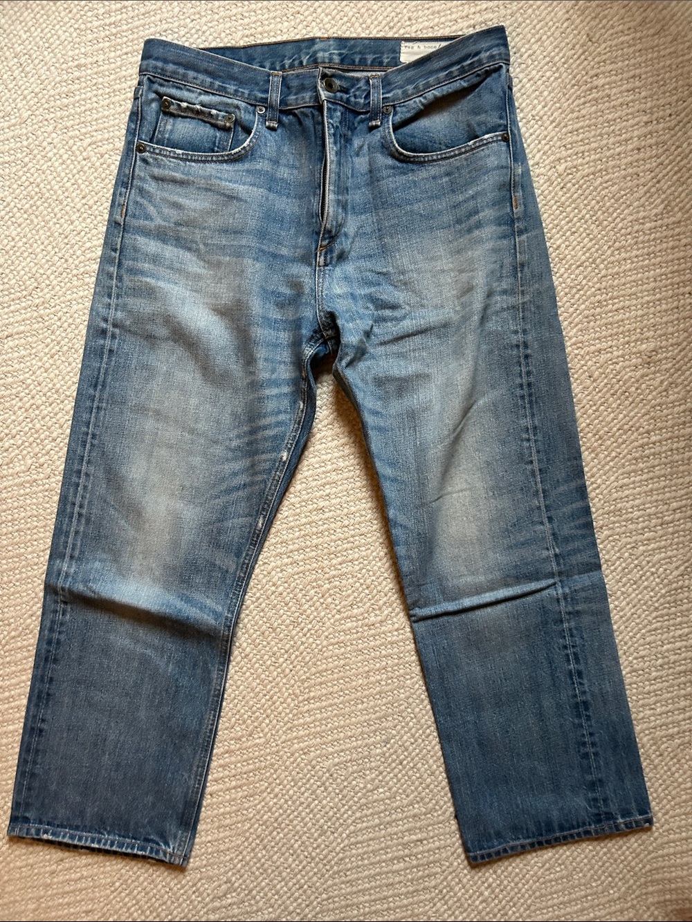 rag & bone Women's Straight Leg Jeans in Medium Blue Wash